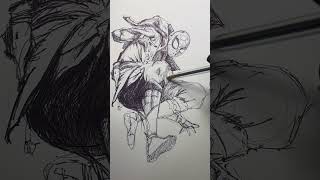 Join me sketching friendly neighborhood SpiderMan using ballpoint Follow for more art shorts [upl. by Allie]