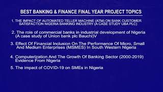 BEST BANKING AND FINANCE FINAL YEAR PROJECT TOPICS [upl. by Nosliw]