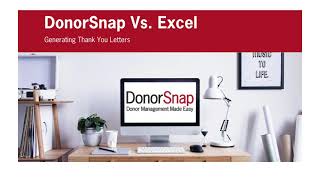 DonorSnap vs Excel  Generating Thank You Letters [upl. by Armillda]