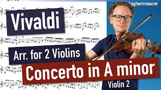 Vivaldi Concerto in A minor VIOLIN DUO Arrangement 1 Movement Op 3 No 6  Violin Sheet Music [upl. by Hanej457]