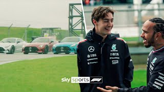 Lewis Hamilton George Russell and Toto Wolff race around Silverstone ❤📈 [upl. by Abehsat]