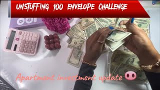 UNSTUFFING 100 ENVELOPE CHALLENGE AND GIVING IT A NEW HOME 🐽APARTMENT INVESTMENT UPDATE 🌸 [upl. by Allisirp]