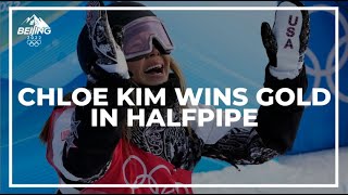 Chloe Kim wins gold in halfpipe at Winter Olympics [upl. by Mcneely]