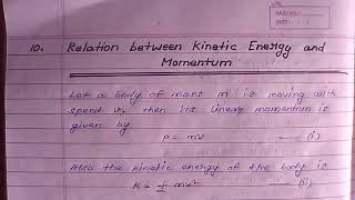 Easy method to derive  Relation between KINETIC ENERGY and LINEAR MOMENTUM  class 11 [upl. by Chemarin609]