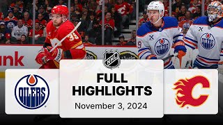 NHL Highlights  Oilers vs Flames  November 3 2024 [upl. by Attennod]