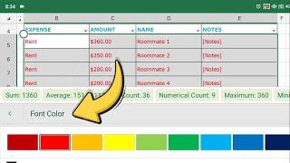 Change Text Color in Excel on Android [upl. by Sokem]