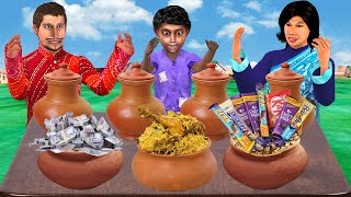 Lucky Pot Challenge Guess Surprise Gift Game Challenge Hindi Kahani Moral Stories Funny Comedy Video [upl. by Alban315]