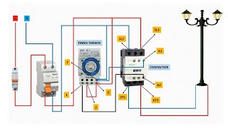 how to connect a timer switch with a contactor for a street light street light timer connection [upl. by Dmitri]