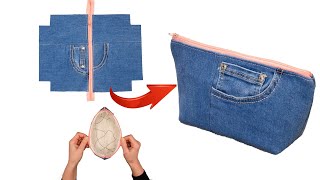 The easiest way to sew a makeup bag from old jeans [upl. by Claus526]