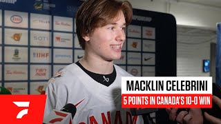 Macklin Celebrini Talks 5Point Night At The World Juniors [upl. by Hemetaf]