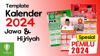 Template kalender 2024 lengkap Jawa Hijriyah CDR  spesial kampanye pemilu 2024  download gratis [upl. by Mills424]