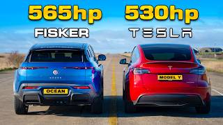 530hp Model Y Performance v 565hp Fisker DRAG RACE [upl. by Gran261]