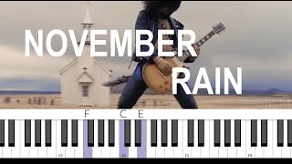 EASY Guns N Roses November Rain SLOW piano tutorial [upl. by Arni]