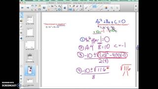 Quadratic Formula  Discriminant is a nonperfect square [upl. by Aihsined]