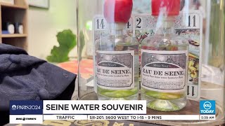 Book shop selling bottled water from River Seine as souvenir in Paris [upl. by Eliason]