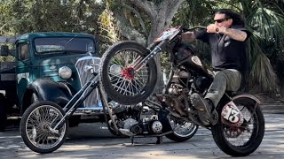 Billy Lane How to Rake amp Stretch a HarleyDavidson Chopper Frame Springer Front End Choppers Inc HD [upl. by Akinal955]