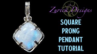 Wire Wrapping Tutorial Prong Setting for Square Cabochons [upl. by Kate]