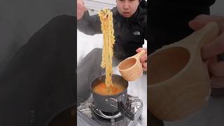 cooking SPICY RAMEN in the snow [upl. by Sivam664]