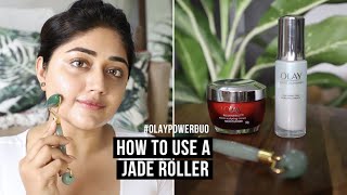 How to use a Jade Roller with the OlayPowerDuo  corallista [upl. by Musa]