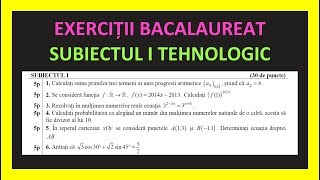 BACALAUREAT MATEMATICA SUBIECTUL I REZOLVAT PROFIL TEHNOLOGIC 2023 SIMULARE MODEL BAC MATE VARIANTA [upl. by Aiynat829]