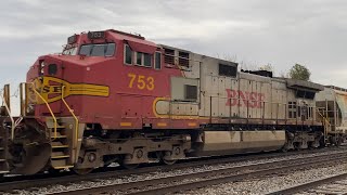 BNSF 753 Trails on a Manifest through Milmine IL [upl. by Odyssey]