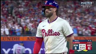 BRYCE HARPER WALK OFF…foul ball NYM V PHI 2024 NLDS Game 2 [upl. by Scotney]