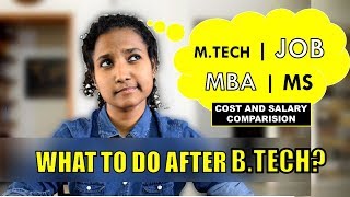 What to do after Engineering MBA or Job or MTech or MS Fees and Salary Comparison [upl. by Haik]