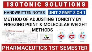 Isotonic Solution  Hypertonic Hypotonic  Freezing Point amp Molecular Weight  B Pharma 1st Sem [upl. by Chilcote]