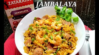 JAMBALAYA RICE MADE EASY Delicious Zatarains Sausage and Shrimp Jambalaya [upl. by Rayle]