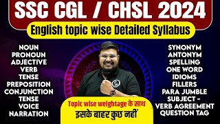 SSC CHSL 2024  English Topic Wise Detailed Syllabus  SSC CHSL English Strategy  SSC CGL 2024 [upl. by Trula]