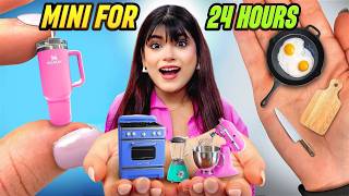 Using Only MINI Things amp Food For 24 HOURS Mini Phone😍  Mahjabeen Ali [upl. by Omrellug]