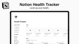 Notion Health Tracker Level Up Your Health and Monitor Your Progress [upl. by Murtha310]