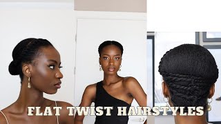 7 SIMPLE FLAT TWIST HAIRSTYLE COMPILATION ON NATURAL HAIR [upl. by Hannazus]