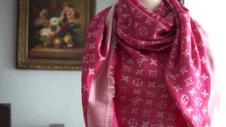 Authentic Louis Vuitton LV Monogram Denim Scarf Shawl Review Unboxing Pink Buy [upl. by Savior]