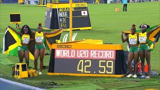 U20 Jamaicans shatter 4x100 World Record USA gets silver  U20 World Championships  NBC Sports [upl. by Wurster]