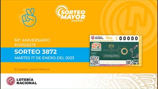 Sorteo Mayor No 3872 quot50° Aniversario de FOVISSSTEquot [upl. by Anoval469]