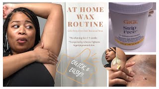 Athome Waxing Routine using Gigi strip free microwave wax Hyperpigmented skin care routine [upl. by Asor]