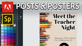 Creating a Poster for a School Event  Adobe Spark now Adobe Express Tutorial [upl. by Belldame]