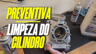 Limpeza do Cilindro  Preventiva da moto para troca de pistão [upl. by Stoecker]