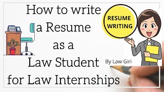 CV for Law Students How to make a CV as a fresher for Law Internship [upl. by Gawlas]