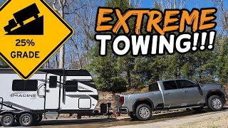 I Take My Gas GMC Sierra 2500 HD Truck Up amp Down a Max 25 Grade Towing My Travel Trailer [upl. by Neumeyer]