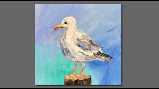 Acrylic painting techniques palette knife painting seagull [upl. by Druce]