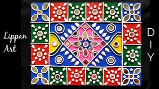 Lippan art  Gujrati kutch work  Mirror mud work DIY Lippan Work on wooden panel [upl. by Pietrek]