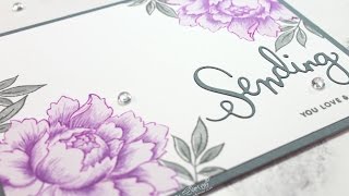 CAS Clean and Simple Floral Card Using Peony Bouquet by Altenew [upl. by Yraeg]