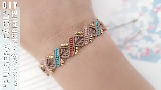 DIY COMO HACER PULSERAS FÁCIL Y RÁPIDO  PULSERAS EN MACRAMÉ PARA PRINCIPIANTES [upl. by Bascomb]