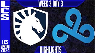 TL vs C9 Highlights  LCS Spring 2024 Week 3 Day 3  Team Liquid vs Clolud9 [upl. by Atteval]