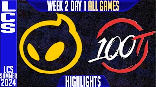 100 vs DIG Highlights ALL GAMES  LCS W2D1 Summer 2024  100 Thieves vs Dignitas Week 2 Day 1 [upl. by Norre179]