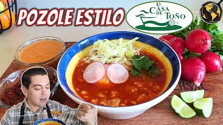 Como hacer Pozole Rojo estilo La Casa de Toño  Cocina Universal [upl. by Atarman765]