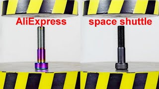 HYDRAULIC PRESS VS TITANIUM BOLTS ALIEXPRESS AND SPACE SHUTTLE [upl. by Nerraf552]