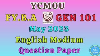 YCMOU Exam Paper FYBA GKN101 May2023 Question PaperEnglish Medium YCMOC FYBA GKN101 [upl. by Jasmine]